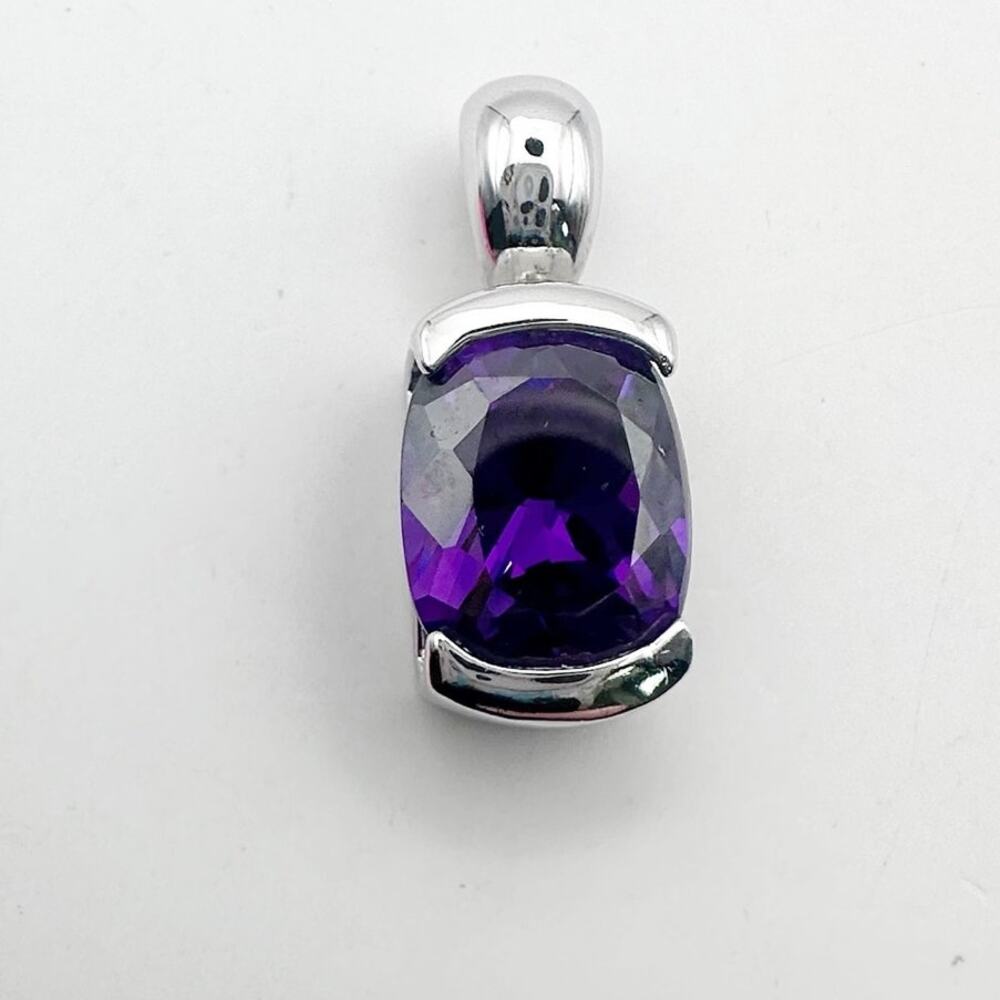 FAS Purple Pendant Rectangle Faceted Glass Minimalist Preppy Jewelry